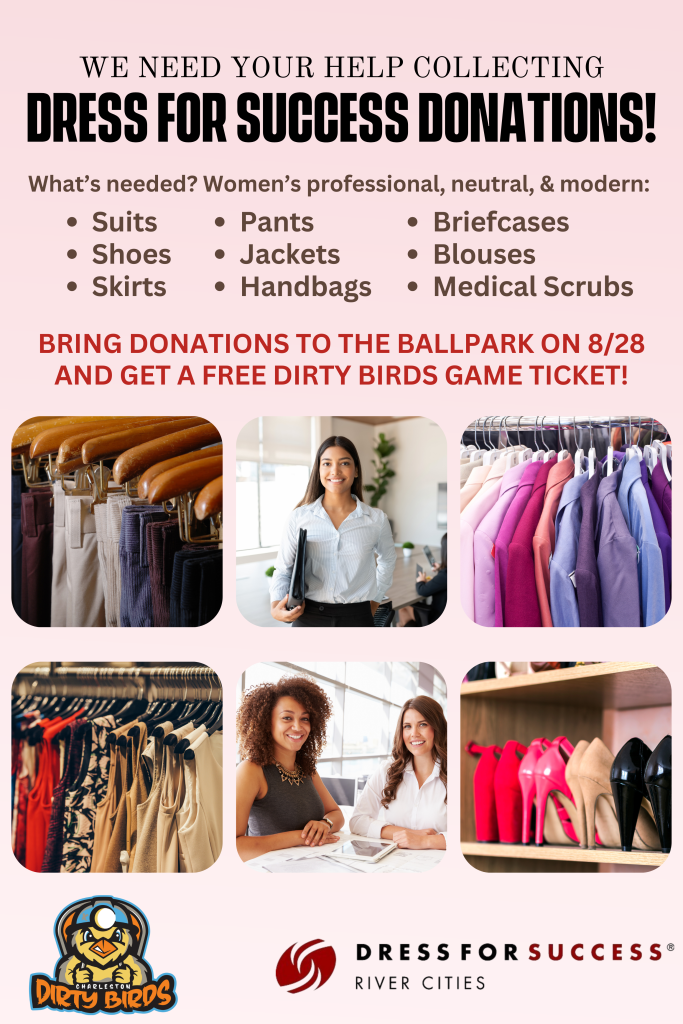Dirty Birds partner with Dress for Success: clothing donations earn a free  ticket to Wednesday's game  The Real WV