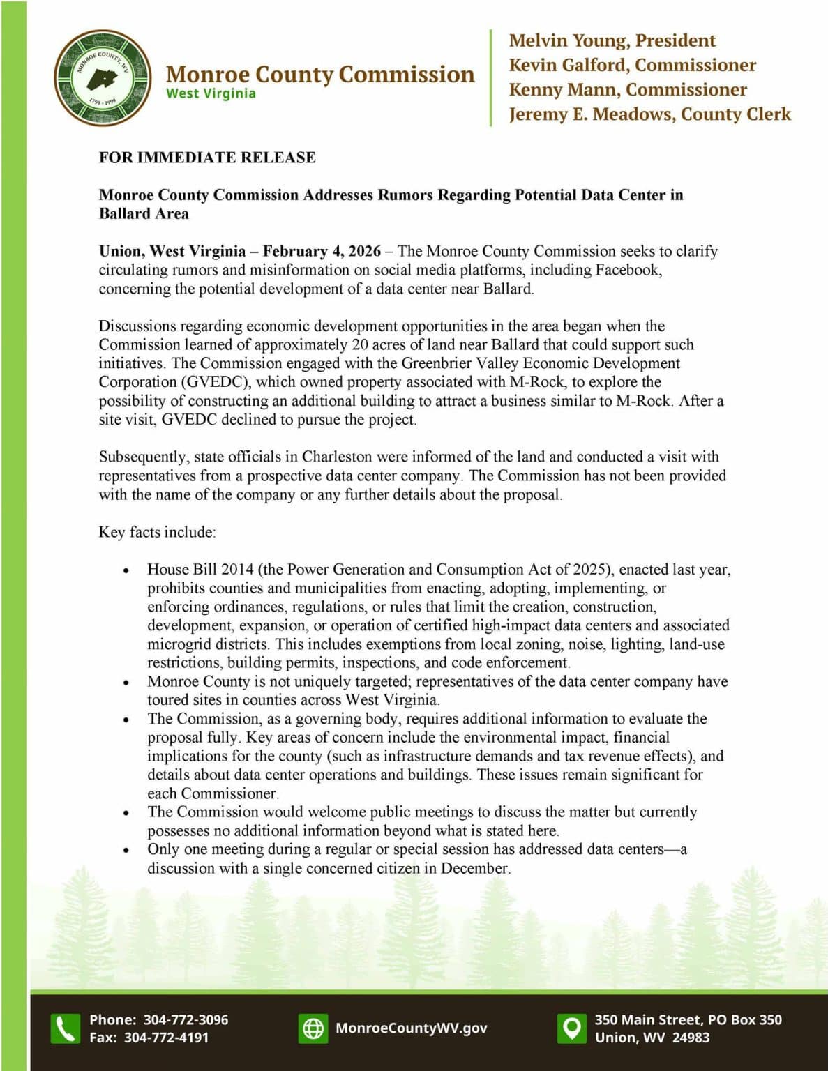 Monroe County Commission denies ongoing data center discussions – The ...