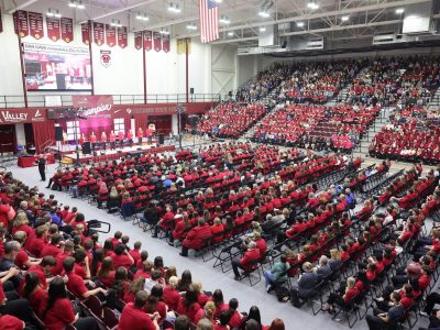 Large crowd at Fairmont State University for SkillsUSA competition.